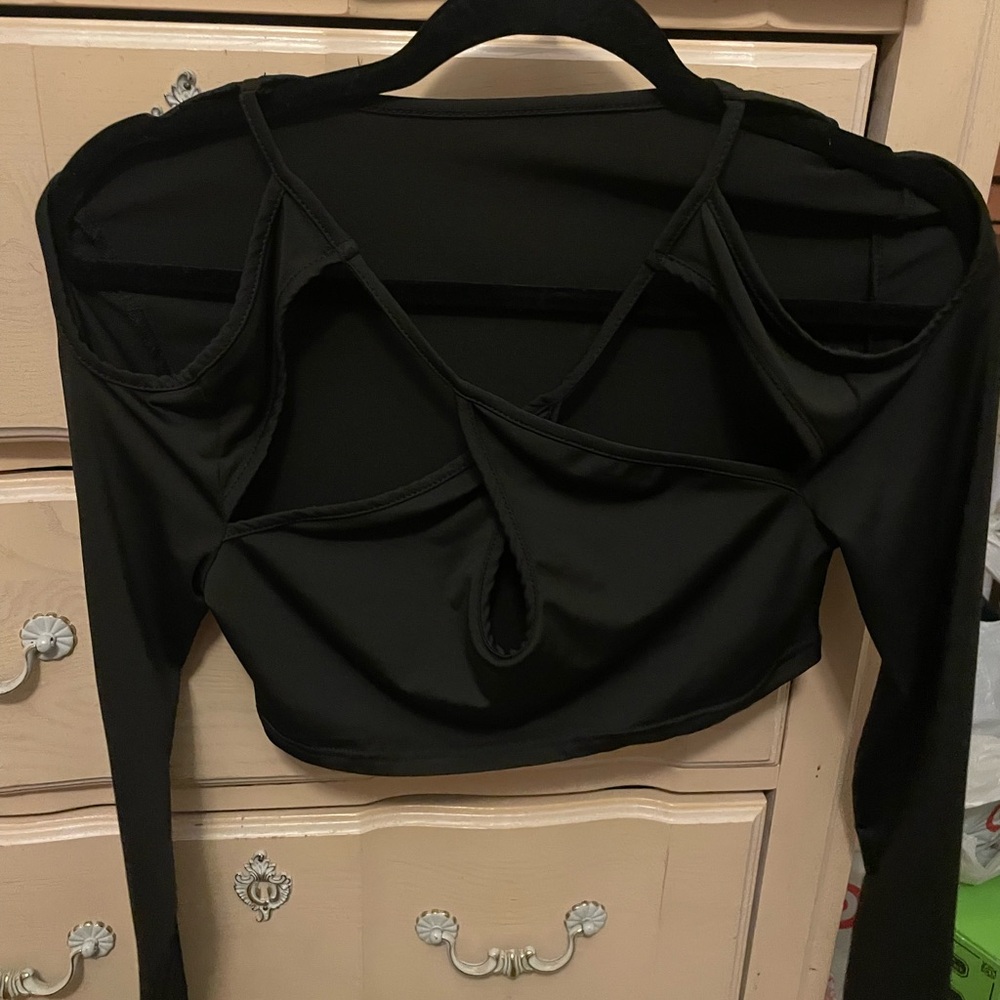 SHEIN Black Cutout Crop Top